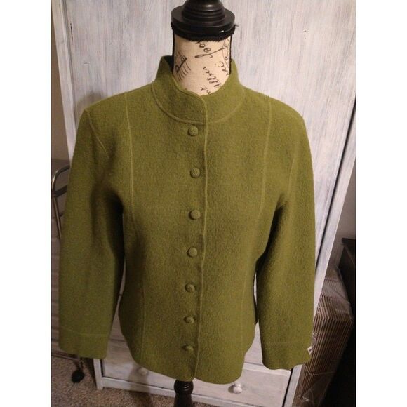 Talbots petite medium olive green 100%wool button up NWT jacket - Picture 2 of 9